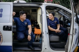 Male and female EMS personnel